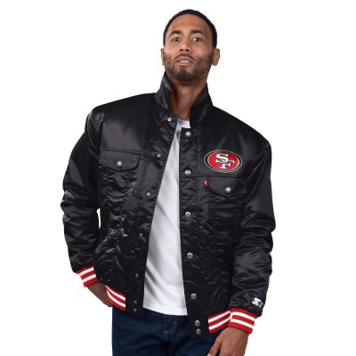 San Francisco 49ers Levi’s x Starter Black Silver Tab Satin Full-Snap Trucker Jacket