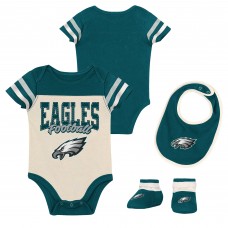 Малышам & Newborn Philadelphia Eagles Outerstuff Up One Three-Piece Bodysuit, Bib & Booties Set