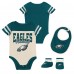 Малышам & Newborn Philadelphia Eagles Outerstuff Up One Three-Piece Bodysuit, Bib & Booties Set