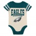 Малышам & Newborn Philadelphia Eagles Outerstuff Up One Three-Piece Bodysuit, Bib & Booties Set