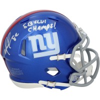 Mario Manningham New York Giants Autographed Riddell Speed Mini Helmet with SB XLVI Champs Inscription