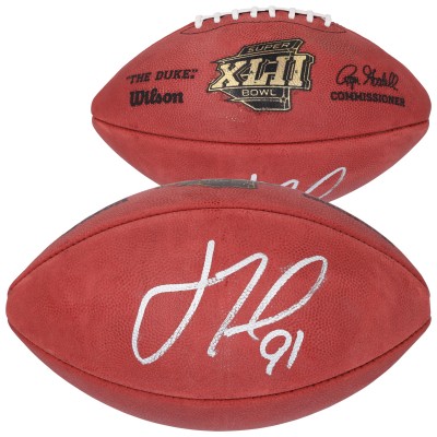 Justin Tuck New York Giants Autographed Fanatics Authentic Wilson Super Bowl XLII Football