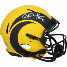 Eric Dickerson Los Angeles Rams Autographed Fanatics Authentic Riddell Rave Speed Authentic Helmet with HOF 99 Inscription Eric Dickerson Los Angeles Rams Autographed Fanatics Authentic Riddell Rave Speed Authentic Helmet with HOF 99 Inscription