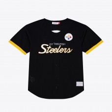 Pittsburgh Steelers Mitchell & Ness Black Head Coach Mesh Full-Button Fashion Jersey