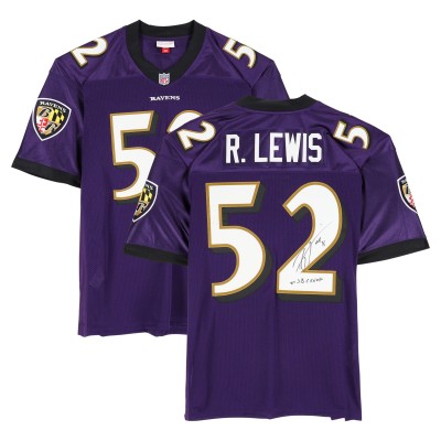 Игровая джерси Ray Lewis Baltimore Ravens Autographed Fanatics Authentic Purple Mitchell & Ness 2000 Authentic