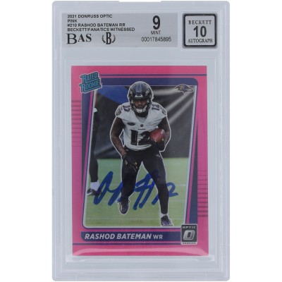 Rashod Bateman Baltimore Ravens Autographed 2021 Panini Donruss Optic Pink #210 Beckett Fanatics Witnessed Authenticated 9/10 Rookie Card