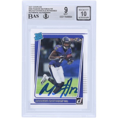 Rashod Bateman Baltimore Ravens Autographed 2021 Panini Donruss #265 Beckett Fanatics Witnessed Authenticated 9/10 Rookie Card