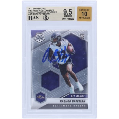 Rashod Bateman Baltimore Ravens Autographed 2021 Panini Mosaic NFL Debut #249 Beckett Fanatics Witnessed Authenticated 9.5/10 Rookie Card