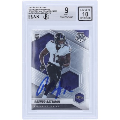 Rashod Bateman Baltimore Ravens Autographed 2021 Panini Mosaic #310 Beckett Fanatics Witnessed Authenticated 9/10 Rookie Card