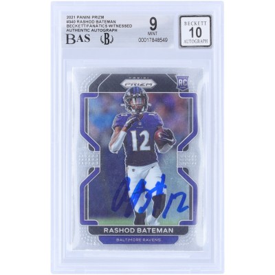 Rashod Bateman Baltimore Ravens Autographed 2021 Panini Prizm #340 Beckett Fanatics Witnessed Authenticated 9/10 Rookie Card
