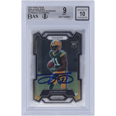 Jayden Reed Green Bay Packers Autographed 2023 Panini Prizm #334 Beckett Fanatics Witnessed Authenticated 9/10 Rookie Card