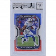 Jonathan Taylor Indianapolis Colts Autographed 2020 Panini Prizm Red White & Blue Prizm #332 Beckett Fanatics Witnessed Authenticated 9/10 Rookie Card