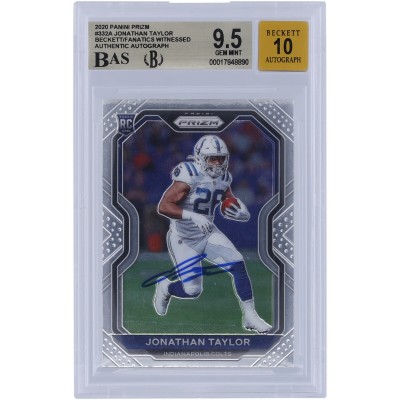 Jonathan Taylor Indianapolis Colts Autographed 2020 Panini Prizm #332 Beckett Fanatics Witnessed Authenticated 9.5/10 Rookie Card