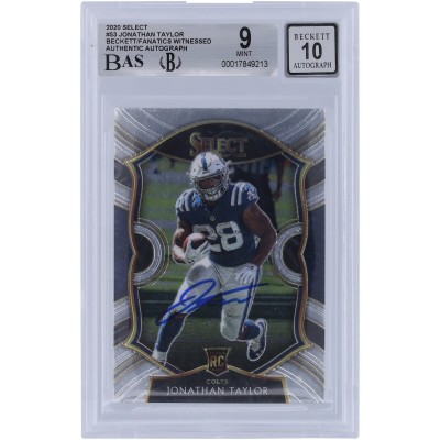 Jonathan Taylor Indianapolis Colts Autographed 2020 Panini Select #53 Beckett Fanatics Witnessed Authenticated 9/10 Rookie Card