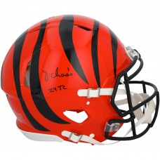 JaMarr Chase Cincinnati Bengals Autographed Fanatics Authentic Riddell Speed Authentic Helmet with 24 TC Inscription