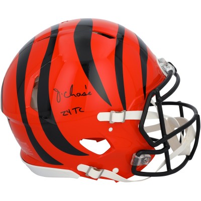 JaMarr Chase Cincinnati Bengals Autographed Fanatics Authentic Riddell Speed Authentic Helmet with 24 TC Inscription