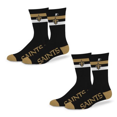 Две пары носков Unisex New Orleans Saints Starter Team Color 2-Stripe Crew
