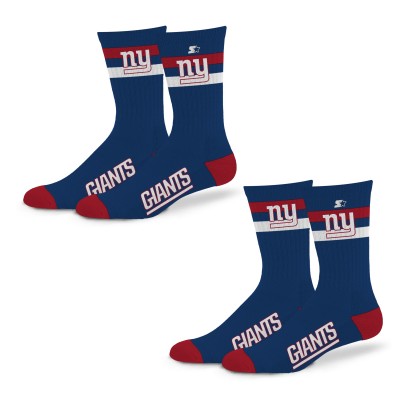 Unisex New York Giants Starter Team Color 2-Stripe 2-Pack Crew Socks Set