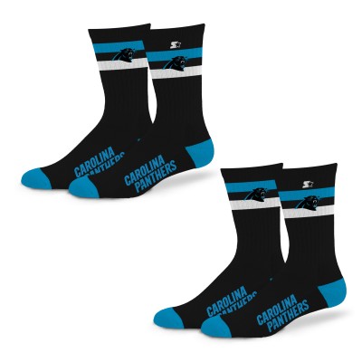 Unisex Carolina Panthers Starter Team Color 2-Stripe 2-Pack Crew Socks Set