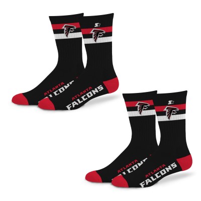 Unisex Atlanta Falcons Starter Team Color 2-Stripe 2-Pack Crew Socks Set