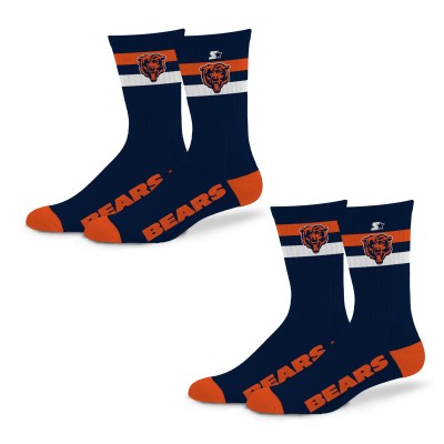 Unisex Chicago Bears Starter Team Color 2-Stripe 2-Pack Crew Socks Set