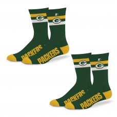 Unisex Green Bay Packers Starter Team Color 2-Stripe 2-Pack Crew Socks Set