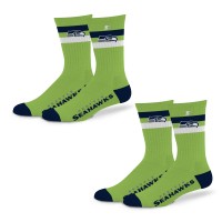 Unisex Seattle Seahawks Starter Team Color 2-Stripe 2-Pack Crew Socks Set