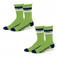Unisex Seattle Seahawks Starter Team Color 2-Stripe 2-Pack Crew Socks Set