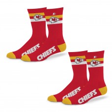 Unisex Kansas City Chiefs Starter Team Color 2-Stripe 2-Pack Crew Socks Set