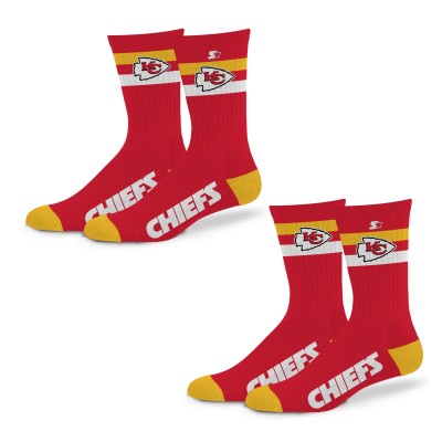 Unisex Kansas City Chiefs Starter Team Color 2-Stripe 2-Pack Crew Socks Set