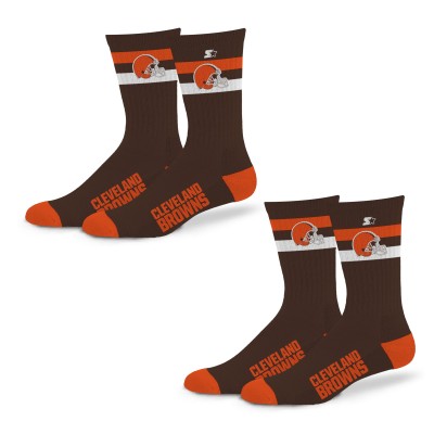 Unisex Cleveland Browns Starter Team Color 2-Stripe 2-Pack Crew Socks Set