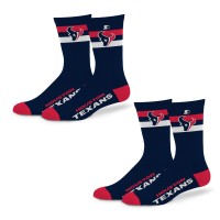 Unisex Houston Texans Starter Team Color 2-Stripe 2-Pack Crew Socks Set