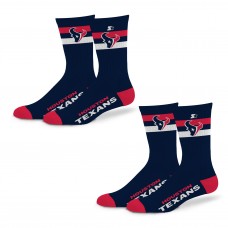 Unisex Houston Texans Starter Team Color 2-Stripe 2-Pack Crew Socks Set