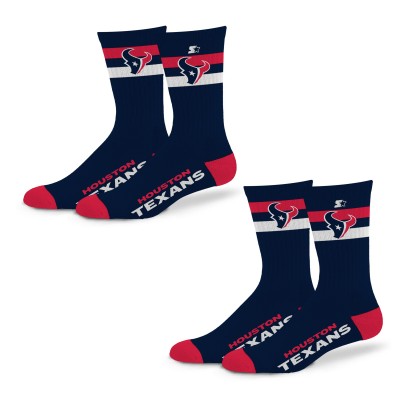 Unisex Houston Texans Starter Team Color 2-Stripe 2-Pack Crew Socks Set