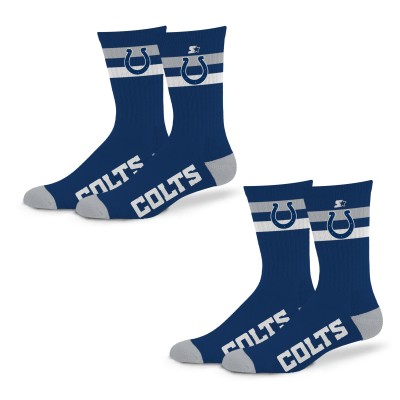 Unisex Indianapolis Colts Starter Team Color 2-Stripe 2-Pack Crew Socks Set