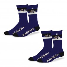 Unisex Baltimore Ravens Starter Team Color 2-Stripe 2-Pack Crew Socks Set