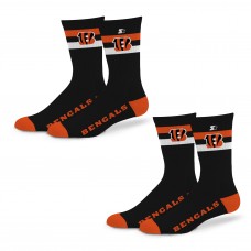 Unisex Cincinnati Bengals Starter Team Color 2-Stripe 2-Pack Crew Socks Set
