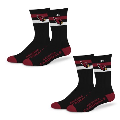 Unisex Arizona Cardinals Starter Team Color 2-Stripe 2-Pack Crew Socks Set