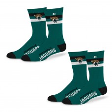 Unisex Jacksonville Jaguars Starter Team Color 2-Stripe 2-Pack Crew Socks Set