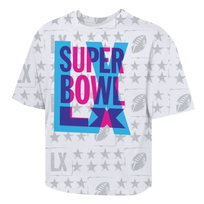 Подростковая Girls Super Bowl Merchandise Outerstuff White Superbowl LX Sunday Funday Boxy T-Shirt
