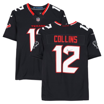 Игровая джерси Nico Collins Houston Texans Autographed Fanatics Authentic Navy Nike Vapor F.U.S.E. Limited