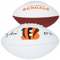 JaMarr Chase Cincinnati Bengals Autographed Fanatics Authentic Franklin White Panel Football with 24 TC Inscription