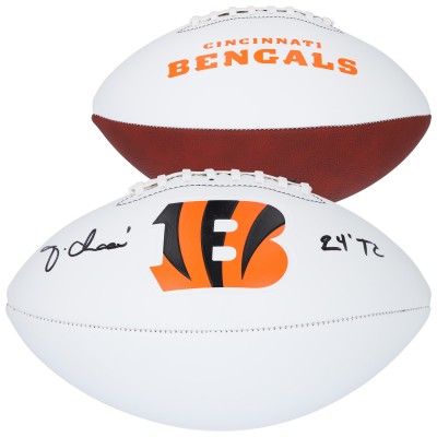 JaMarr Chase Cincinnati Bengals Autographed Fanatics Authentic Franklin White Panel Football with 24 TC Inscription