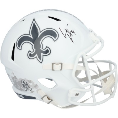 Cameron Jordan New Orleans Saints Autographed Fanatics Authentic Riddell 2024 Salute To Service Speed Replica Helmet