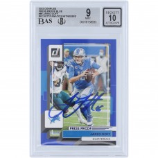 Jared Goff Detroit Lions Autographed 2022 Panini Donruss Press Proof Blue #88 Beckett Fanatics Witnessed Authenticated 9/10 Card