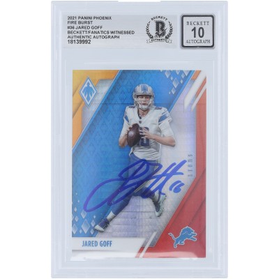 Jared Goff Detroit Lions Autographed 2021 Panini Phoenix Fire Burst #36 Beckett Fanatics Witnessed Authenticated 10 Card
