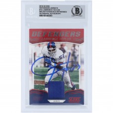 Lawrence Taylor New York Giants Autographed 2019 Panini Score Defenders Jersey Relic #D-14 Beckett Fanatics Witnessed Authenticated 10 Card