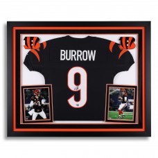 Joe Burrow Cincinnati Bengals Autographed Fanatics Authentic Deluxe Framed Black Nike Elite Jersey