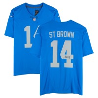 Игровая джерси Amon-Ra St. Brown Detroit Lions Autographed Fanatics Authentic Blue Alternate Nike Vapor F.U.S.E. Limited