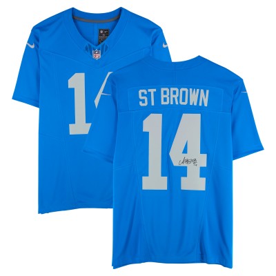 Игровая джерси Amon-Ra St. Brown Detroit Lions Autographed Fanatics Authentic Blue Alternate Nike Vapor F.U.S.E. Limited